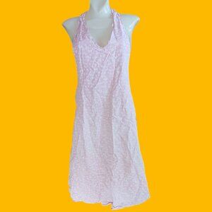 Vintage Full Apron 1940's Handmade Pink Halter Neck Backless Anchor  Star Print